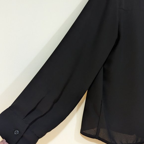 Top Shop Black Wrapover Blouse with Collar s: 12/L - Picture 10 of 13